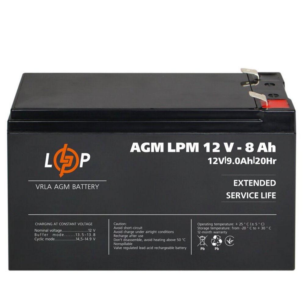Акумулятор AGM LPM 12V 8Ah 3865 LogicPower - Фото 6