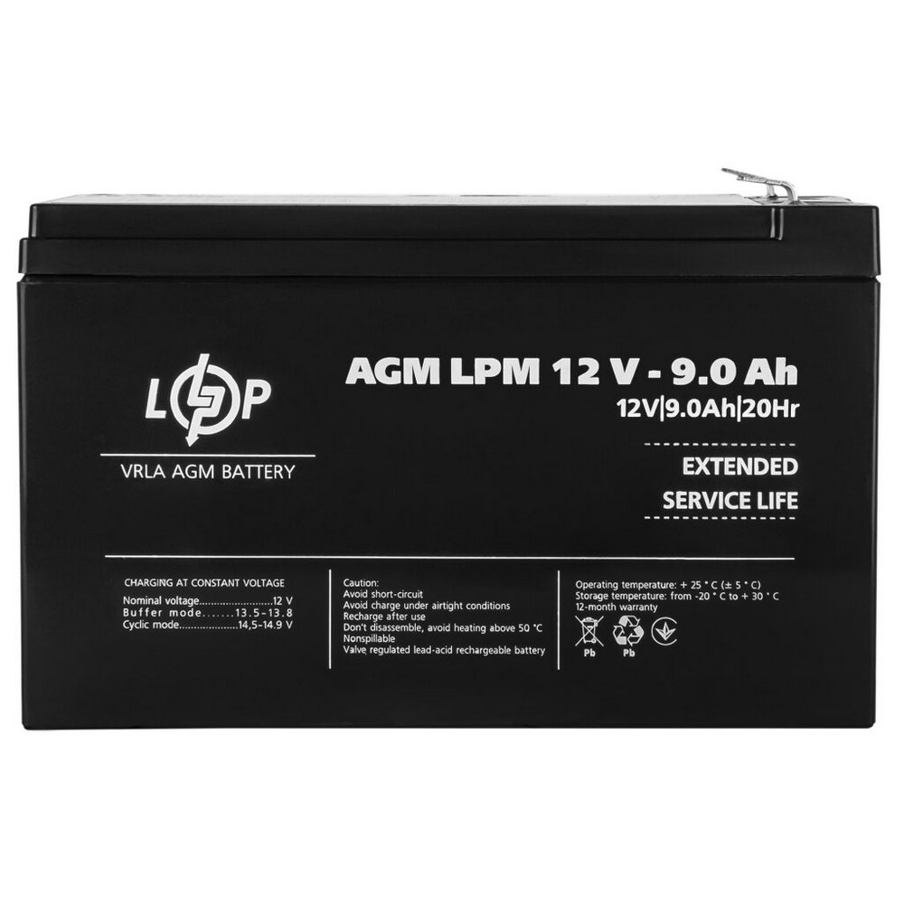 Акумулятор AGM LPM 12V 9Ah 3866 LogicPower - Фото 3