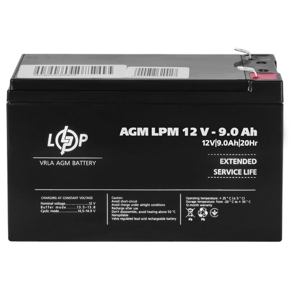 Акумулятор AGM LPM 12V 9Ah 3866 LogicPower - Фото 4