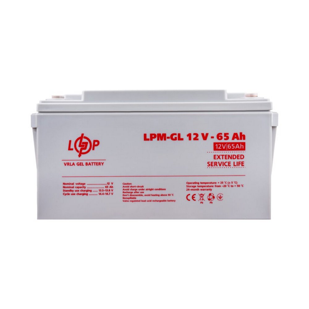 Акумулятор гелевий LPM-GL 12V 65Ah 3869 LogicPower - Фото 1