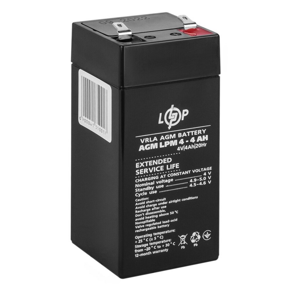 Акумулятор AGM LPM 4V 4Ah 4135 LogicPower - Фото 1