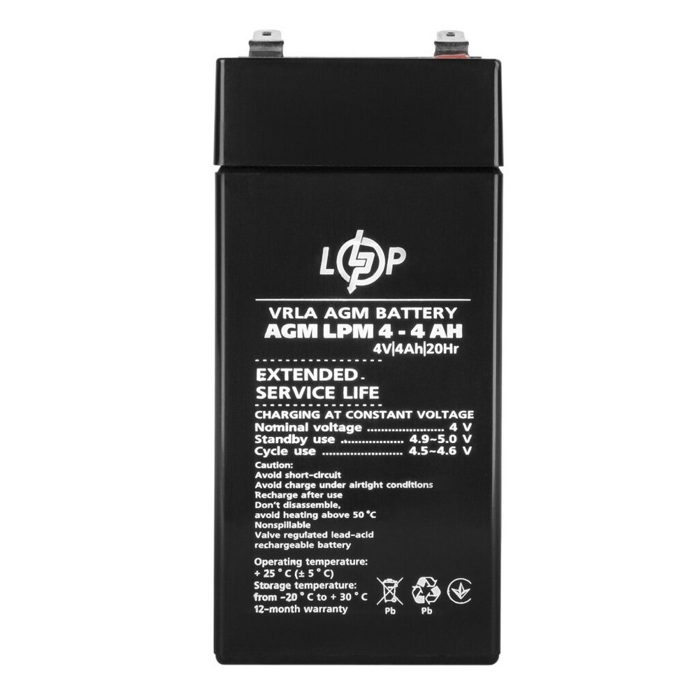 Акумулятор AGM LPM 4V 4Ah 4135 LogicPower - Фото 5