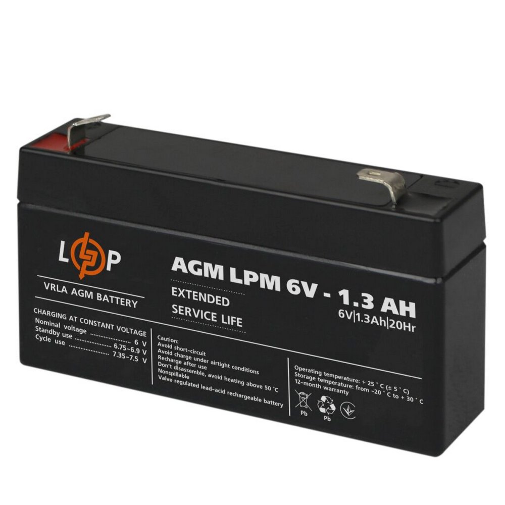 Акумулятор AGM LPM 6V 1.3Ah 4157 LogicPower
