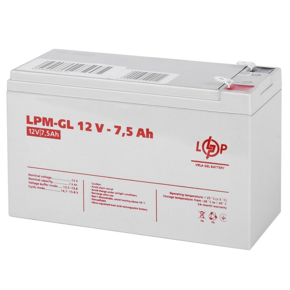 Акумулятор гелевий LPM-GL 12V 7.5Ah 6562 LogicPower - Фото 1