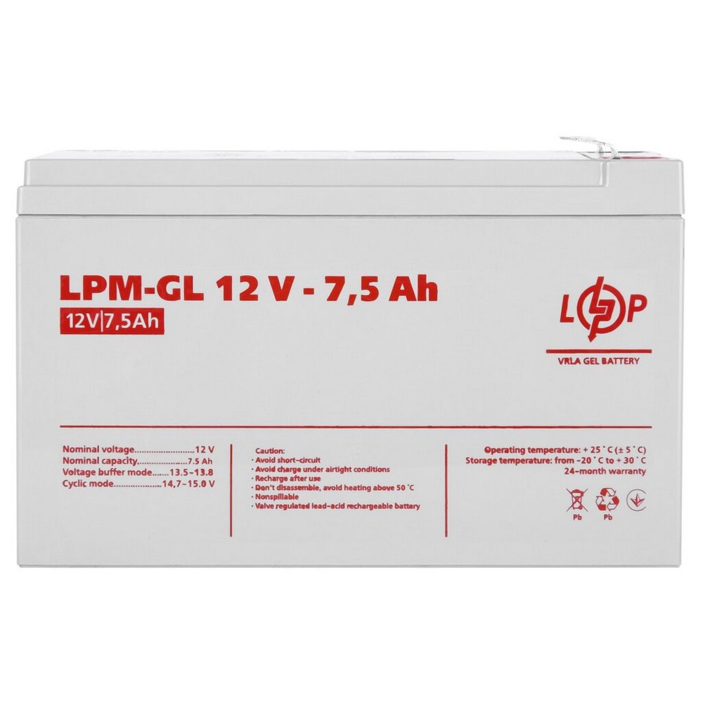 Акумулятор гелевий LPM-GL 12V 7.5Ah 6562 LogicPower - Фото 3