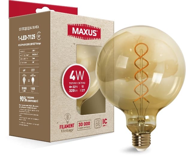 Світлодіодна лампа Vintage 1-LED-7125 G125 E27 4W 2200K 220V Maxus
