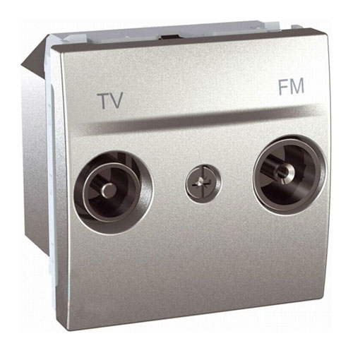 Механізм розетки TV-FM прохідний 2-мод. алюміній MGU3.453.30 Schneider Electric Unica