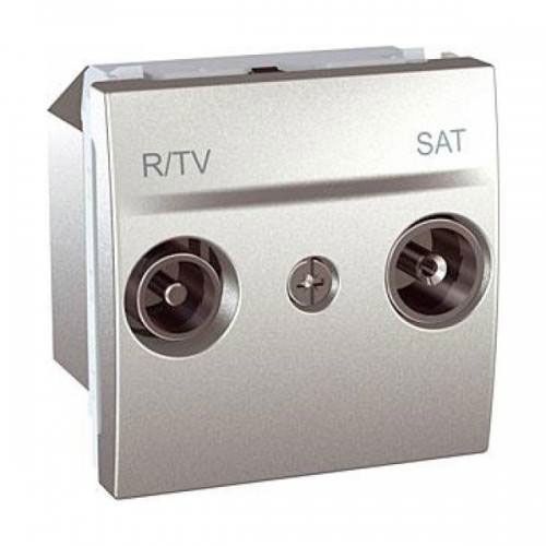 Механізм розетки TV-FM-SAT прохідний 2-мод. алюміній MGU3.456.30 Schneider Electric Unica