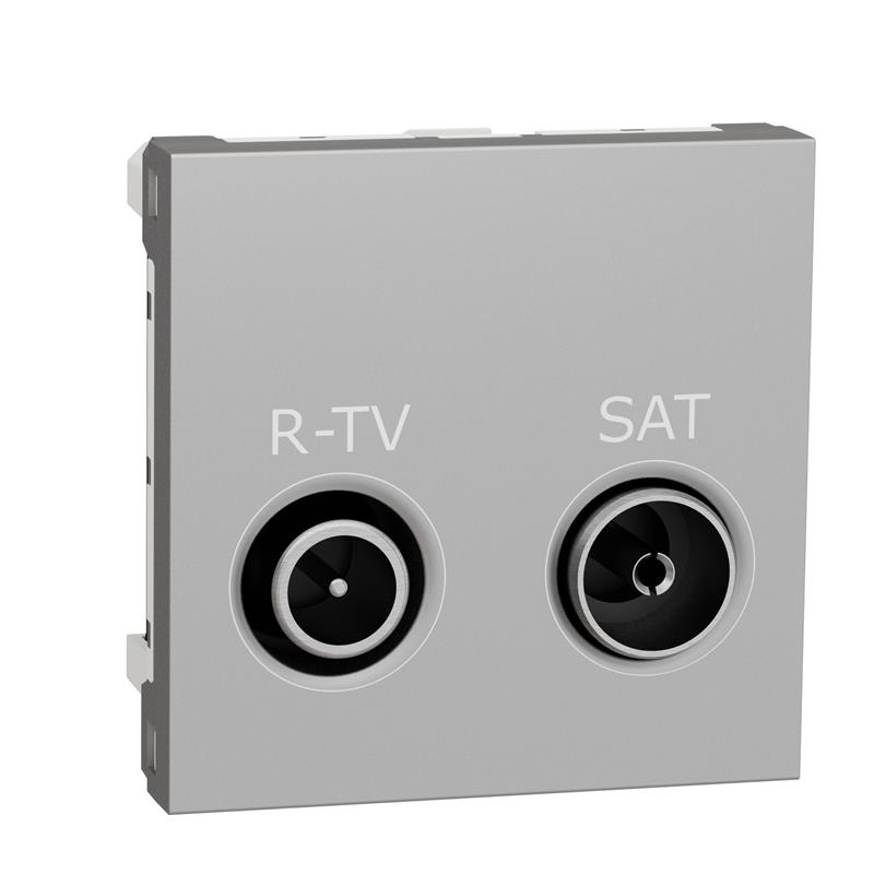 Розетка R-TV SAT проходная 2 модуля алюминий NU345630 Schneider Electric Unica New