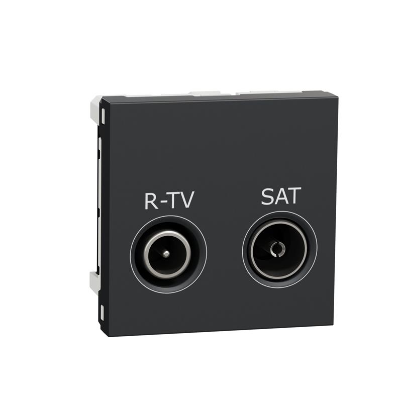 Розетка R-TV SAT проходная 2 модуля антрацит NU345654 Schneider Electric Unica New