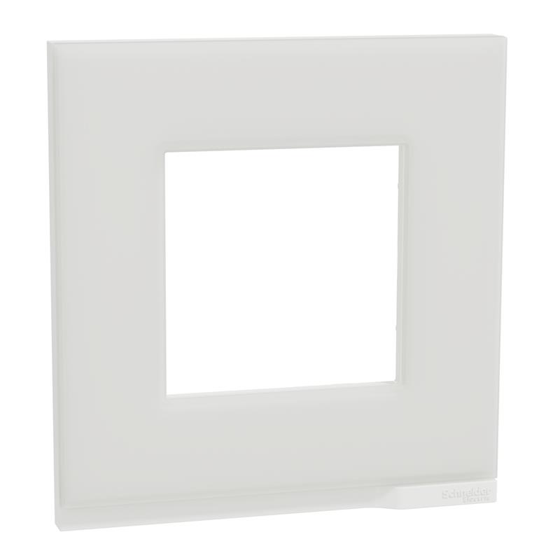 Рамка 1-постовая белое стекло/белый горизонтальная NU600285 Schneider Electric Unica New - Фото 1