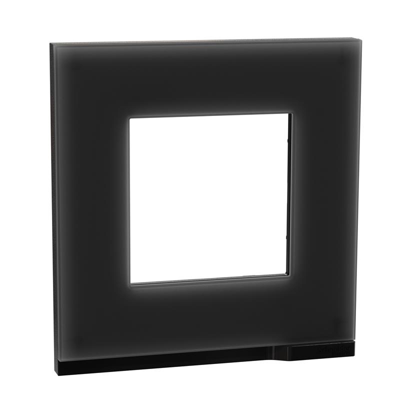 Рамка 1-постовая чёрное стекло/антрацит горизонтальная NU600286 Schneider Electric Unica New - Фото 1