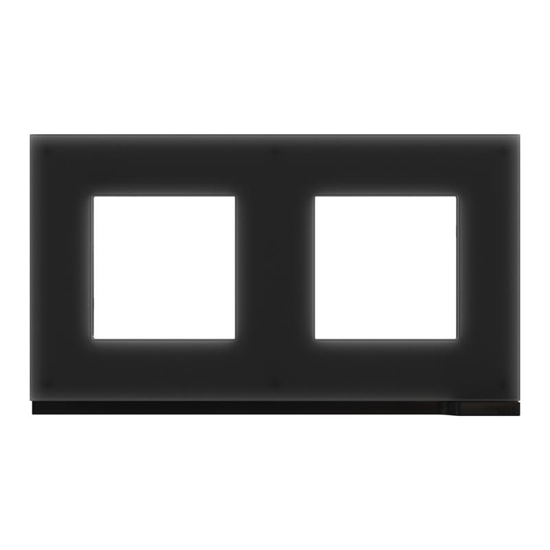 Рамка 2-постова чорне скло/антрацит горизонтальна NU600486 Schneider Electric Unica New - Фото 2