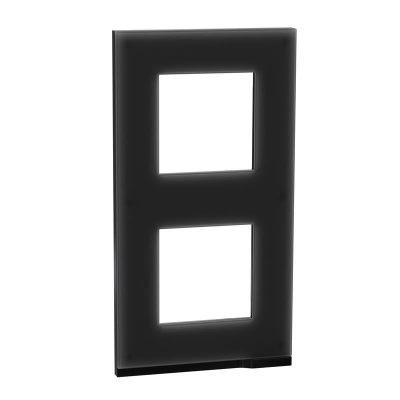 Рамка 2-постовая чёрное стекло вертикальная NU6004V86 Schneider Electric Unica New - Фото 1