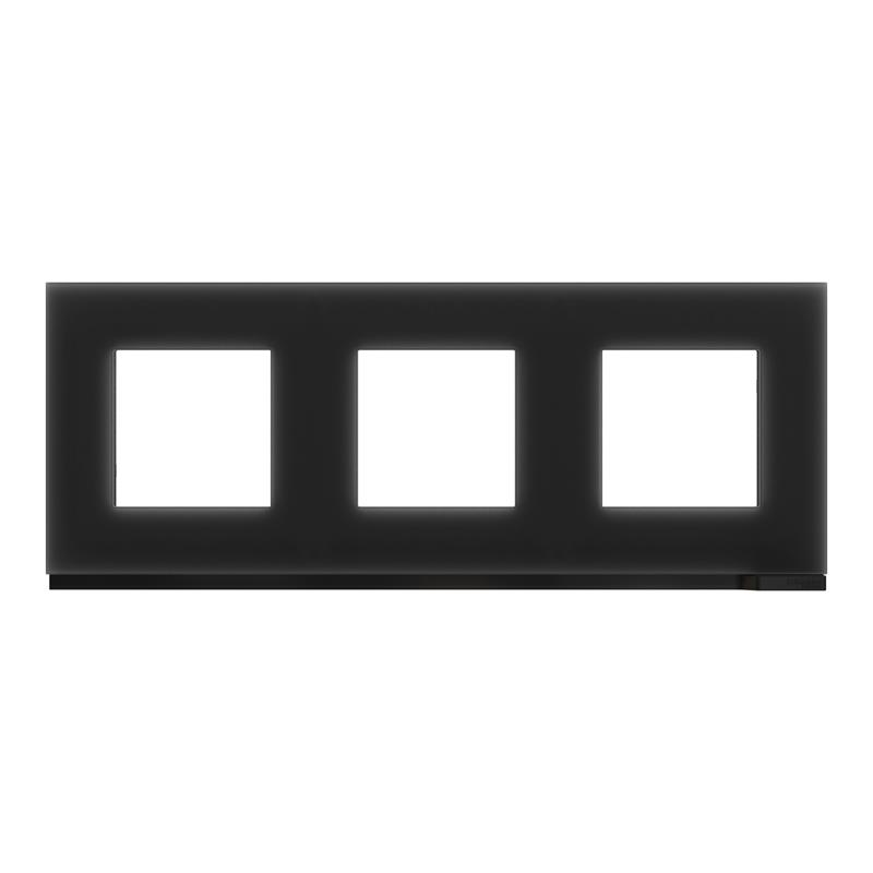 Рамка 3-постовая чёрное стекло/антрацит горизонтальная NU600686 Schneider Electric Unica New - Фото 2