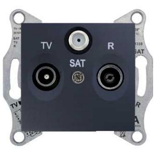 Механізм розетки TV/R/SAT прохідний 8дБ графіт SDN3501270 Schneider Electric Sedna