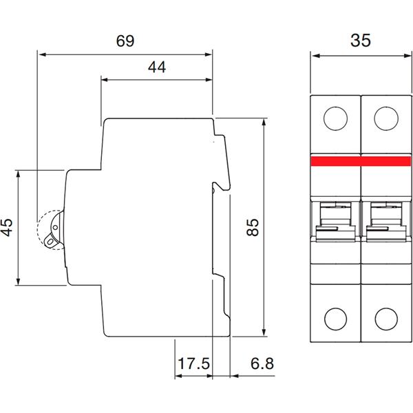 Автоматичний вимикач 20A 6kA 2 полюси тип C SH202-C20 ABB - Фото 2