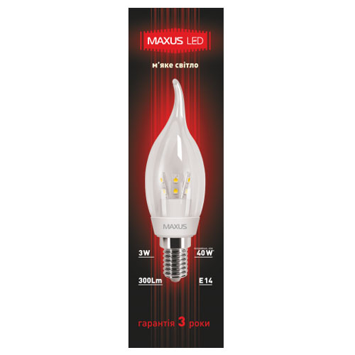 Светодиодная лампа 1-LED-267 CF37 E14 3W 3000К 220V Maxus. Фото 3